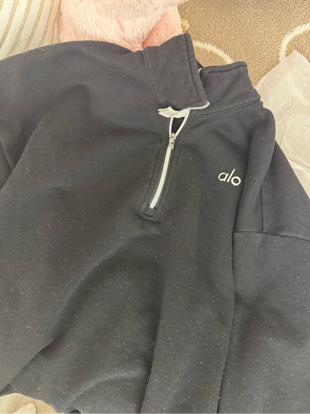 ALO Yoga Black Half-Zip Pullover Sweatshirt - Picture 3 of 3